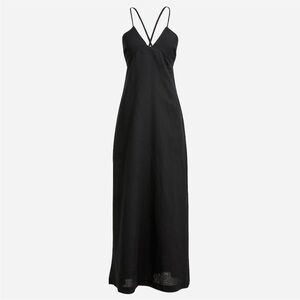J. Crew Elegant Black linen maxi Dress / med/ NWOT